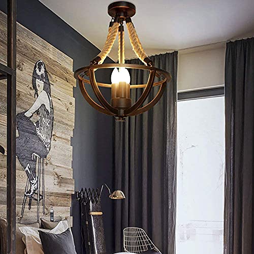Bougie Vintage en métal noir et or corde de chanvre E14 - 6