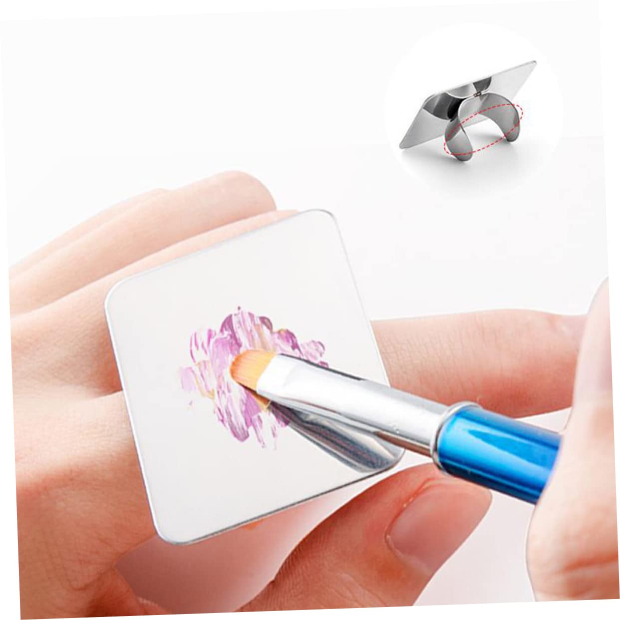 FRCOLOR 6juegos Plato Mezclador De Para Uñas Inoxidable Diseño De Anillo Herramienta Práctica Para Maquillaje y Arte De Uñas Para Uso Profesional y Personal