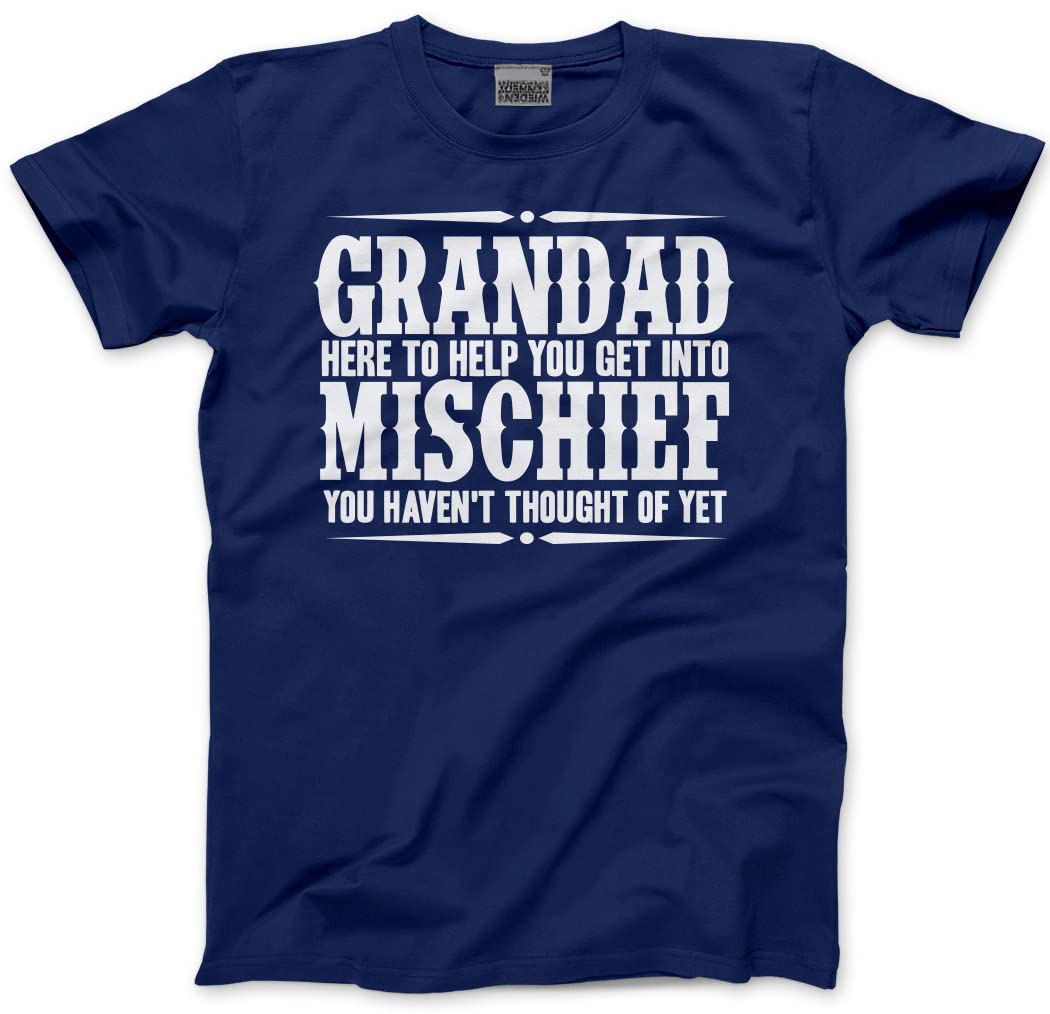 Hotscamp Men's Navy Grandad Here To Help You Get Into Mischief - T-Shirt - Funny Grandad Joke Xxl