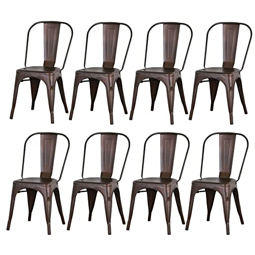 BenyLed Lot de 8 Chaises de Salle à Manger Empilables en Métal Style Industriel Vintage, Convient pour Une Utilisation Intérieure et Extérieure, Chaise de Jardin...