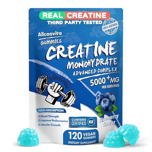 Image of NSF Certified Creatine Gummy - Creatine Monohydrate Gummies 5000mg for Men & Women -120 Gummies Advanced Formula, Muscle Strength, Muscle Builder, Energy Boost, Pre-Workout Supplement-Blueberry