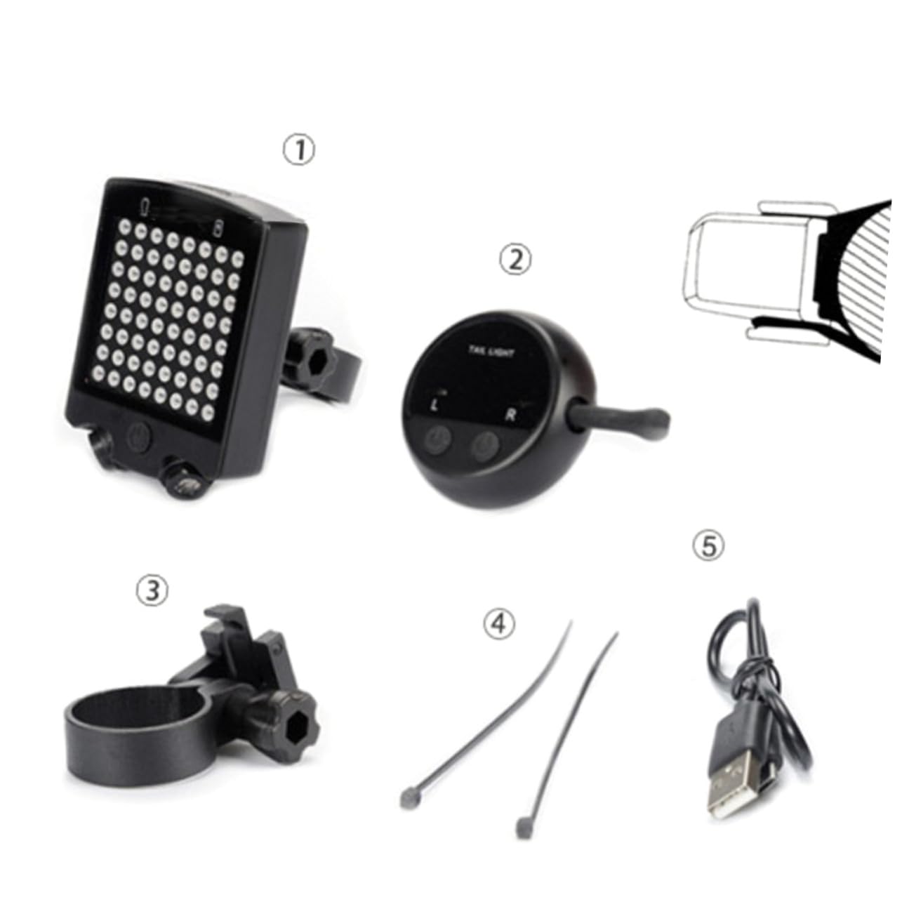 Luce Posteriore per Bici Frecce Wireless, 64 LED Ricaricabile
