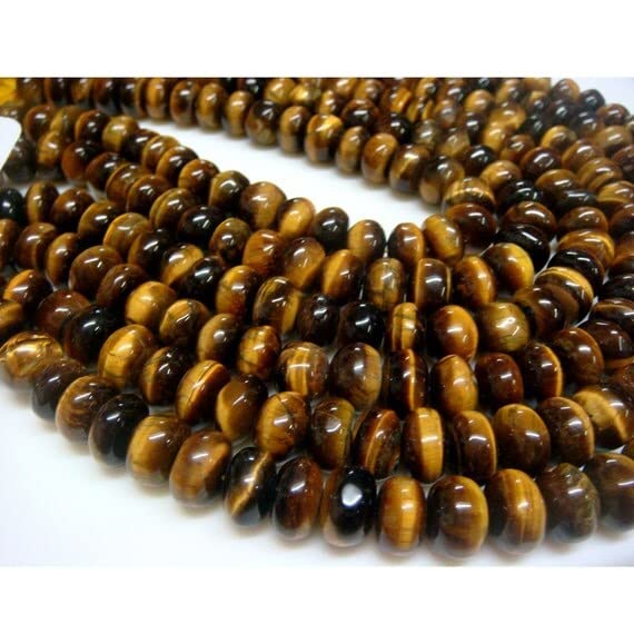 Oeil de tigre perles naturelles plain rondelles 11mm grossiste 6 fils bijoux lithothérapie