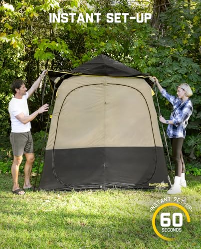 Image of FanttikOutdoor Zeta A2 Pro Shower Tent 2 Rooms, Portable Privacy Shelter for Shower & Dressing, Instant Setup in 60 Seconds with Rainfly & Windproof, Ideal for Camping & Hiking, Fishing, Beach