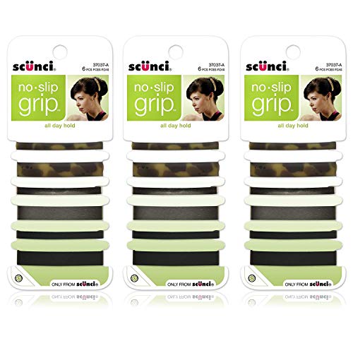 Scunci No-slip Grip Stay Tight Barrettes, 6 Count, Colors May Vary (3-Pack)