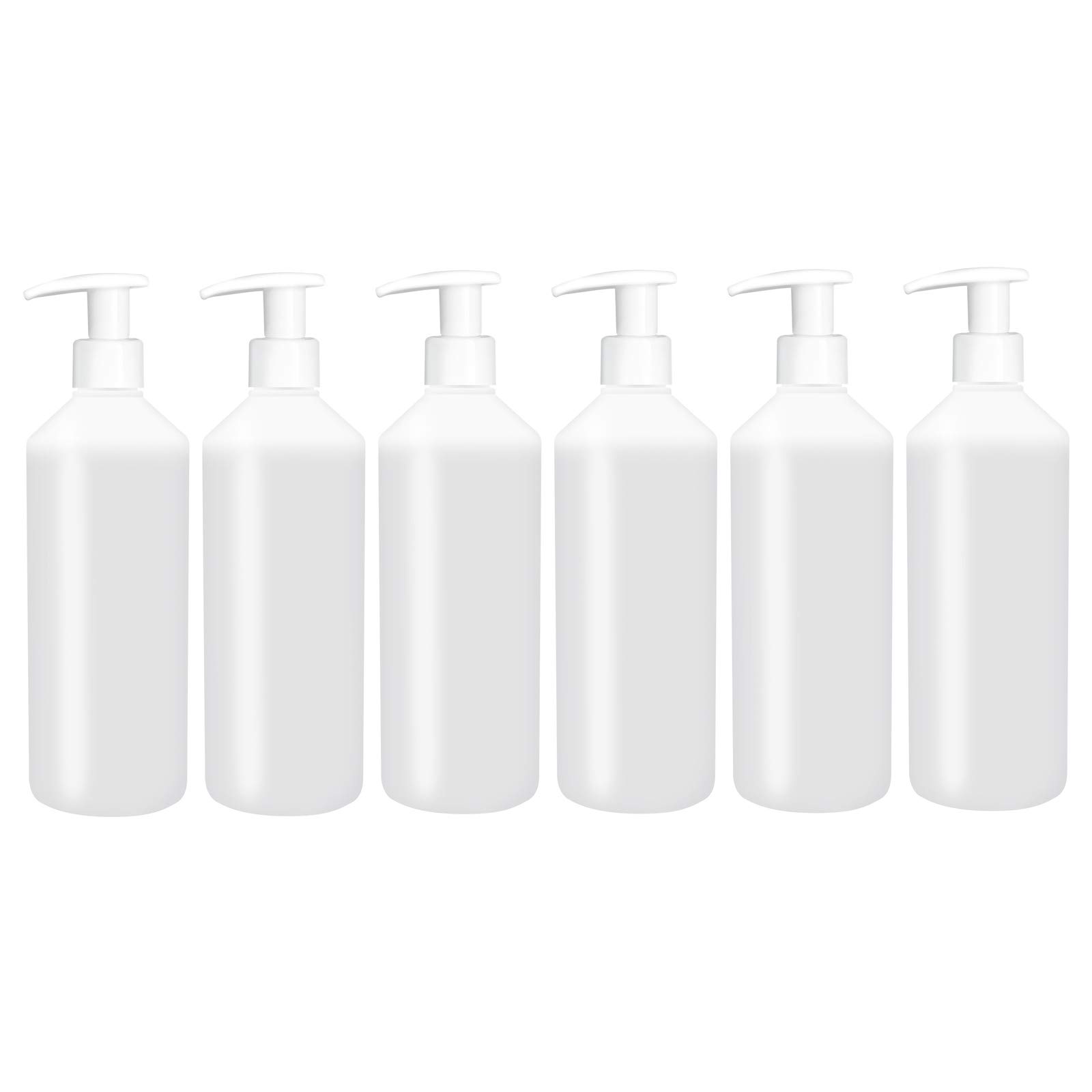 Ocean Free 500Ml Empty Refillable Hdpe Solvent Resistant Plastic Bottles With High Quality Lotion Pump For Sanitiser, Shampoo, Conditioner (Pack Of 6)