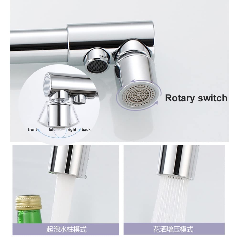 Grifos de Cocina de 4 vías Ósmosis con Grifo de Filtro de Agua Potable, 4 en 1 Grifo de Filtro Mezclador de Cocina, Giratorio de 360 Grados, manija Doble de latón Macizo (Color : Chrome)