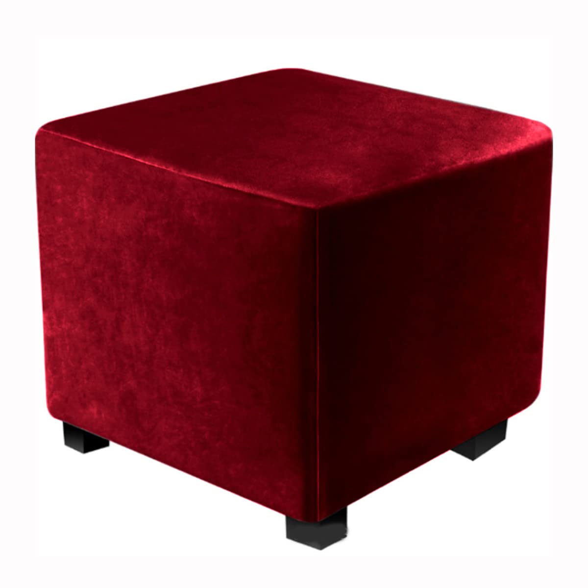 XGANGM Square Ottoman Stretch Cover Velvet Small Ottoman Slipcover Square Footstool Cover Pouffe Protector Covers, for Square Leather/Fabric Ottoman Footstool,deep red,18x18inch
