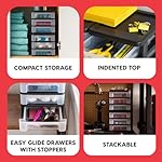 IRIS USA Plastic Stacking Desk Top 3-Drawer Storage Organizer, 2-Pack, for Makeup Vanity Nail Polish Bathroom Stationery Art Craft Supplies Kitchen Office Garage and Small Organization, Medium, Black - Image 4