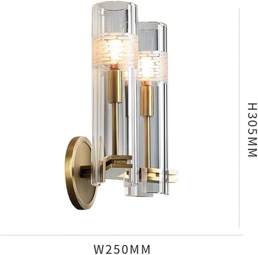 OZZKI Wandmontage licht Licht luxe Nordic volledige koperen wandlamp amerikaanse woonkamer wandlamp slaapkamer bedlampje gangpad glazen lamp decoratieve wandlamp binnenverlichting (exclusief lichtbron photo 2