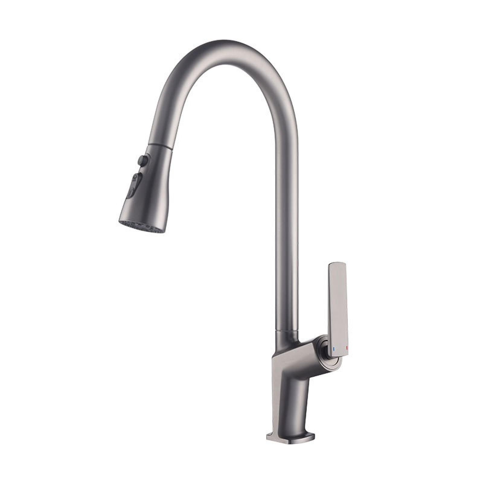 Fanjubei Gray Kitchen Copper Pull-Out Rotating Faucet,