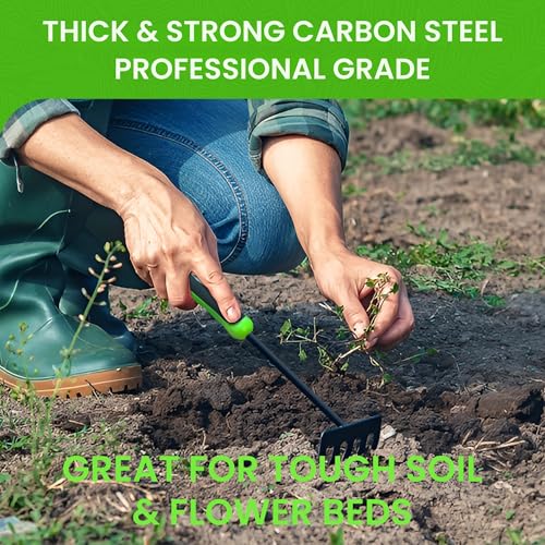 Rastrillo de mano Garden Guru acero carbono resistente miniatura 2