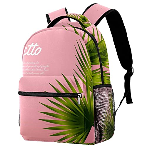 Sac à dos campus rose à motif palmier idéal pour les journées d'études et sorties week-end