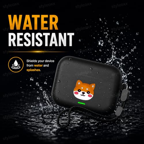 Image of Anvique Silicone Case Cover for Realme Buds T500 Pro, Shockproof Protective Earbuds Cover with Keychain Hook, Anti-Scratch Soft Silicone Skin, Full Body Protection Case (ShibaDog Lanyard)