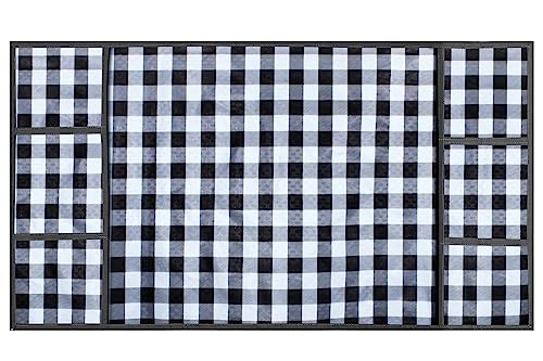 Image of Stylista Refridgerator top Cover Suitable for Samsung RR26C3893UT /HL, 246 Liter Fridge, Dimension (WXD) 65x111 CM, Gingham Pattern Black & White