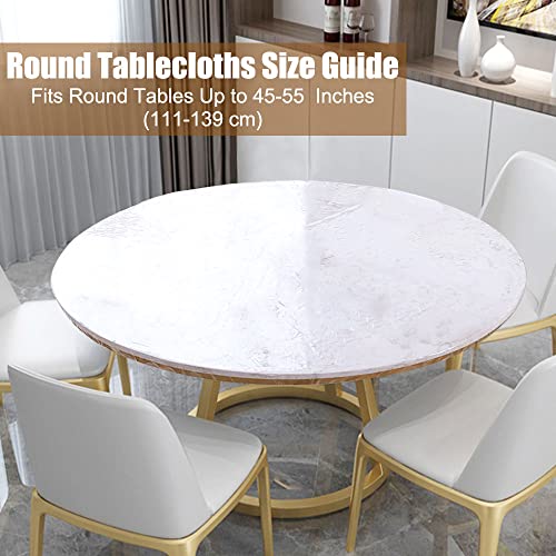 TWUTGAYW Round Tablecloth, Waterproof Tablecloth PVC Elastic Edged With Flannel Backing Table Cover - Image 2