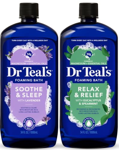 Dr Teal's Foaming Bath with Pure Epsom Salt, Lavender & Eucalyptus, 34 fl oz (Pack of 2) - image 1