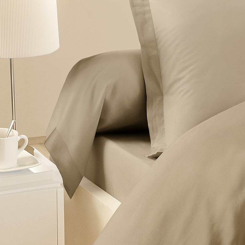 Taies de traversin 85x185 cm 100% Coton, Lot de 2, Beige foncé, Douces, résistantes et Respirantes, Home Linge Passion