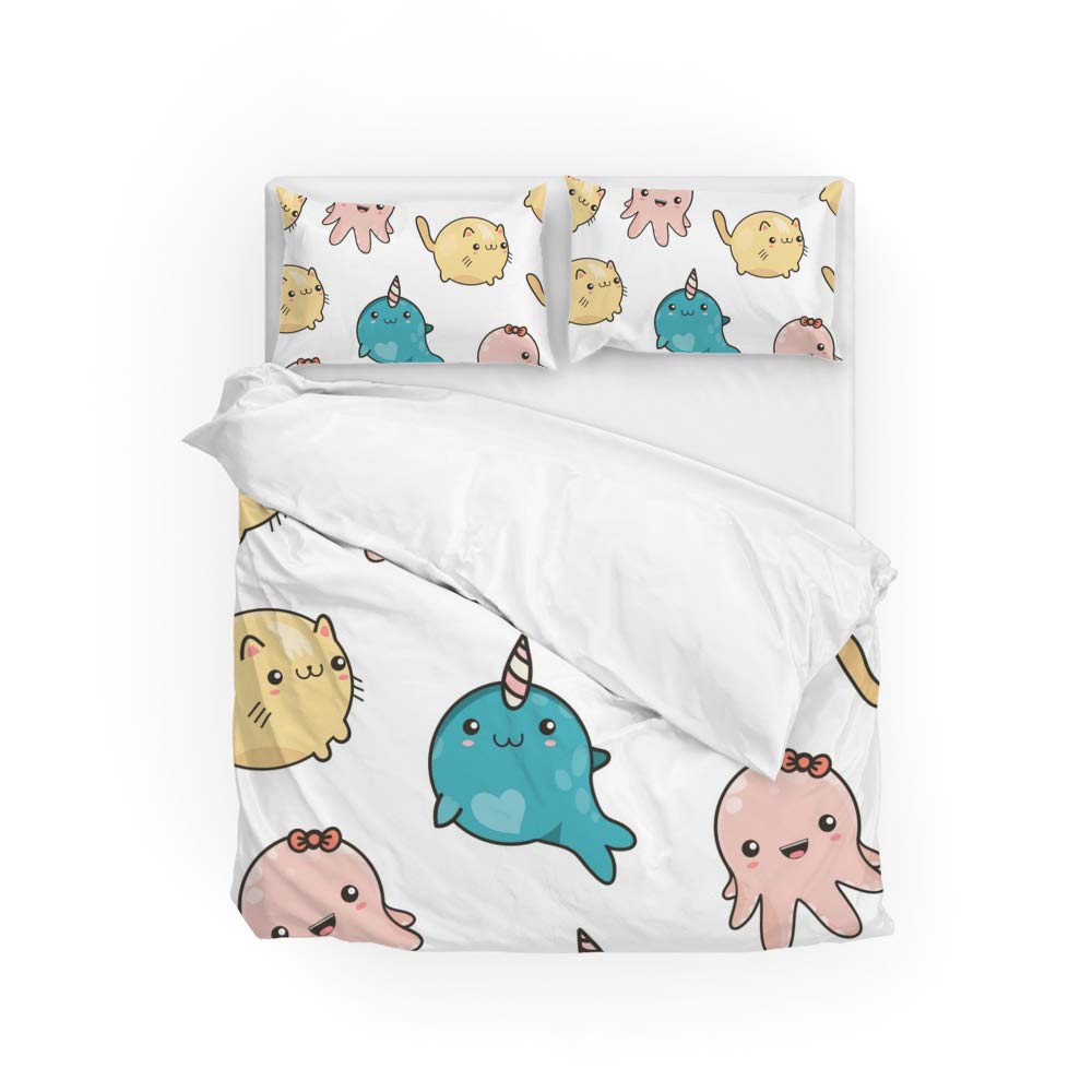 Parure de lit housse de couette humour animaux colorés taie d'oreiller lit adulte
