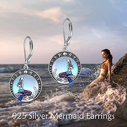 Owl/Dragon/Wolf/Mermaid/Bear/Fox Earrings Sterling Silver Abalone Shell Dangle Earrings Jewelry Gifts for Women Teen Girls Mother Friends Girlfriend 6