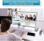 1080P Webcam,Live Streaming Caméra Web avec Microphone stéréo, Bureau ou Ordinateur portable USB Webcam avec 110 Angle de vue des degrés, HD N5 Webcam pour l'appel vidéo, conférence, streaming, jeux
