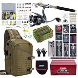 Goture Fishing Rod and Reel Combos with Tackle Backpack, 6FT-9FT Telescopic Fishing Pole with Spinning Reel,3 3600 Tackle Trays,Lures,Pliers,Travel Full Starter Kit for Freshwater Saltwater,Beginners