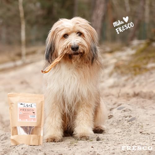 FRESCO Dog Ochsenziemer Hundeleckerli Kausnack aus 100% Rind für Zahnpflege und Belohnung I 25cm aus Deutscher Herstellung