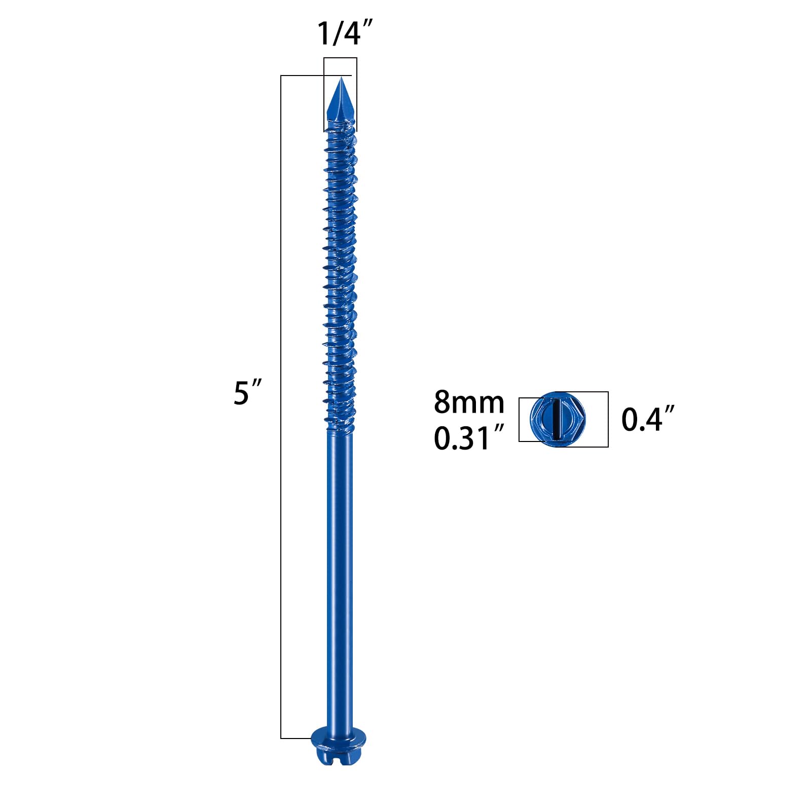 Wensilon (30 pezzi) 1/4 "* 5" testa a rondella esagonale scanalata kit di ancoraggio per calcestruzzo testa piatta blu per ancoraggio a muratura, blocco o stucco di mattoni