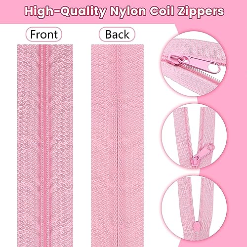 image for DOITEM 42 Yards 14 Pieces Coil Zippers Assorted Nylon Zipper with 56 S