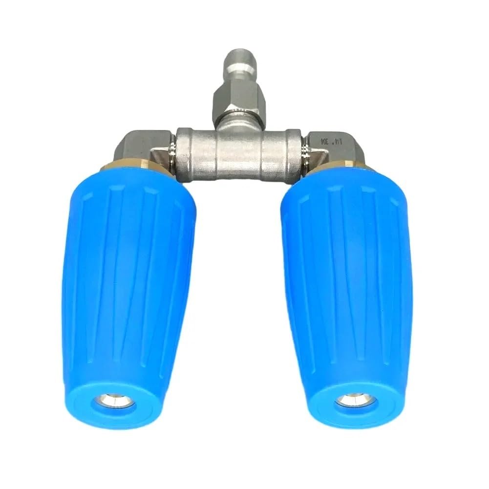 Punta di spruzzo a doppio ugello da 1 pezz0 ad alta pressione da 1/4 pollici 4000PSI, ugello di ricambio 4-6GPM for strumento di pulizia del giardino(Blue)