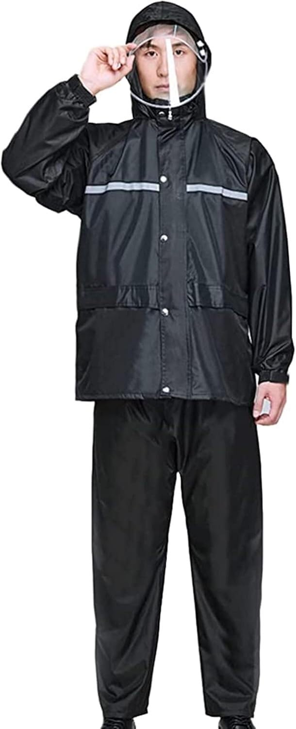 VUIKLCty Men's And Women's Raincoats, Adult Lightweight Hooded Raincoats, Rain Gear Raincoats With Pants(XL)