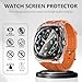 Suoman for Samsung Galaxy Watch 7/8 Ultra 47mm (2024/2025) Case with Strap Band, HD Tempered Glass Screen Protector, All-Round PC Protective Cover Bumper -Orange