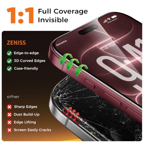 NeverBreak 9H+ Hardness for iPhone 18 Pro Screen Protector 12FT Military Grade Protection (Scratch, Shatter, Drop Resistance) 18Pro Tempered Glass Full Edge Coverage Case Friendly 6.3" 2 Pack - image 4