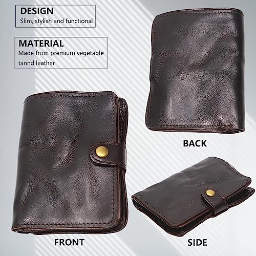Top Grain Leather Wallet for Men, Rfid Blocking Short Bifold Slim Mens Wallet, Men Thin Billfold Wallet with Card Holder Gift Box (Coffee)3