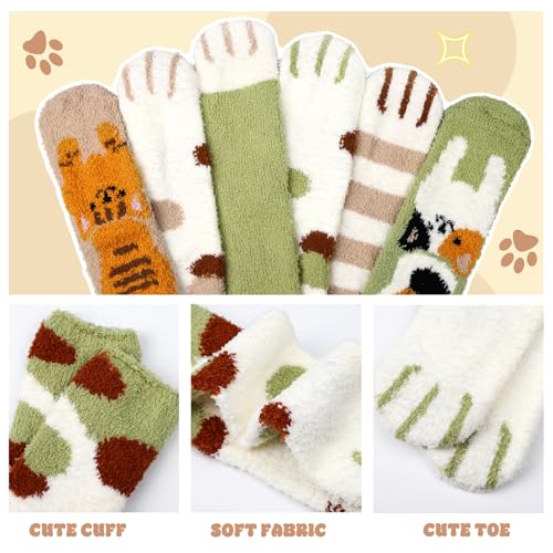 Image of Loritta 6 Pairs Womens Fuzzy Socks, Winter Warm Fluffy Slipper Socks
