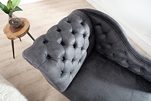 invicta INTERIOR Design Chesterfield Recamierè antik grau Récamiere Chaiselongue Chaise Longue Sofa Wohnzimmer Ottomane – Bild 5