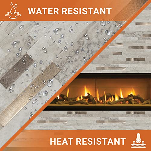 Milesun 10 Sheets Peel And Stick Pvc Backsplash Mosaic Tile, 10.5 Inch X 11.5 Inch Stick On Tiles For Backsplash Kitchen, Bathroom, Laundry Room, Camper, Fireplace (Beige Marble With Real Metal) #TOP6