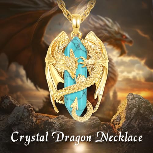 Cristal de guérison hexagonal et collier dragon au design mystique - 7