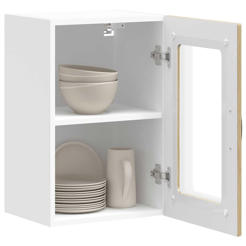 Tomostar Meuble Haut de Cuisine, Armoire Suspendue Cuisine Armoire Murale et Porte en Verre Kalmar chêne Sonoma 40 x 31 x 60 cm