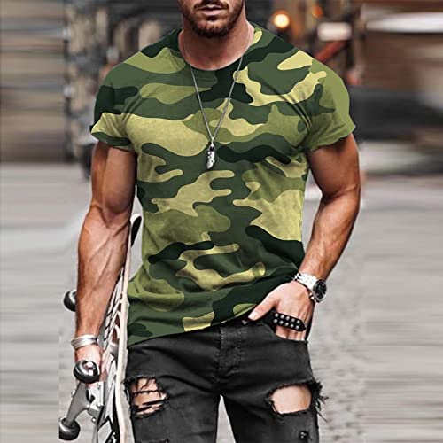 Summer 3D Graffiti Camouflage Digital Print T-Shirt Crewneck Casual Men's Half Sleeve Undershirt3