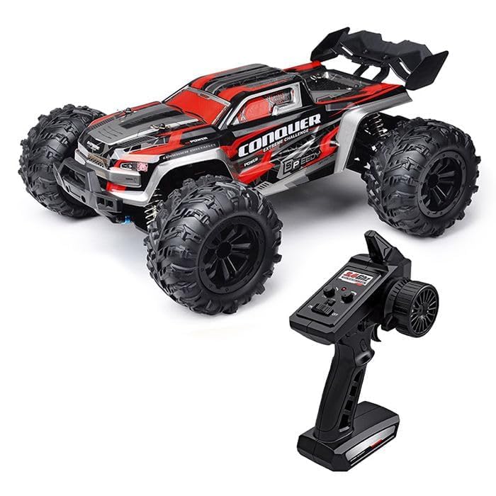 Pihura 1:14 Scale RC Cars 4WD Brushless Remote Control Car Fast 75KM/H High Speed RC Truck for Adults Boys 2.4GHz All Terrains Off-Road Drift RC Monster Trucks with 2 Batteries (RED)