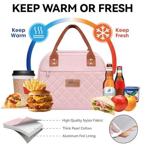 HOMESPON Insulated Lunch Bag for Women Adult Work Ladies Men Cool Bag Lunch Box Container Tote Bags for School Picnic or Travel(Pink) - Image 4