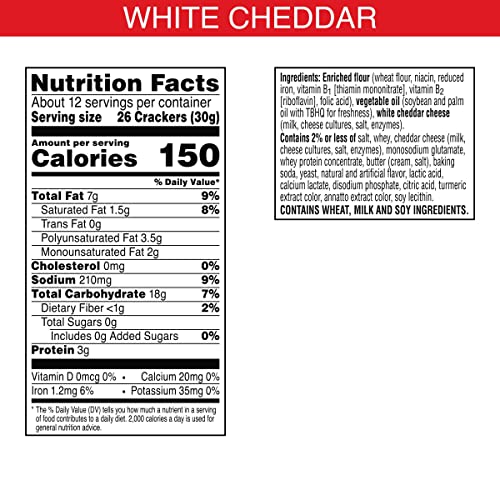 Cheez-It Cheese Crackers, Baked Snack Crackers, Lunch Snacks, White Cheddar, 12.4oz Box (1 Box)