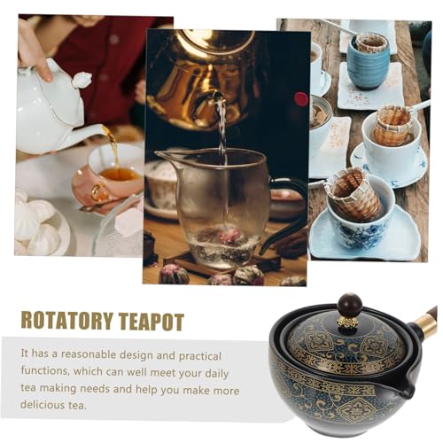 Théière rotative anti-brûlure en porcelaine avec infuseur et tasses de thé - 4