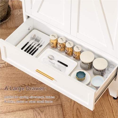 Image of LCAOPC 71 inch Tall Metal Pantry Storage Cabinet with Drawer and Adjustable Shelves, Freestanding Kitchen Cupboard Storage Cabinet for Kitchen,Dining Room, Living Room, White
