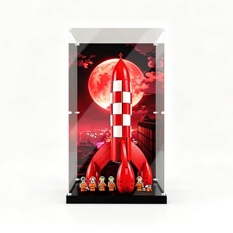 Display Case for LE*GO 21367 Tintin Moon Rocket, Premium Acrylic Dust-Proof Protector for Collectible LE*GO Ideas Model
