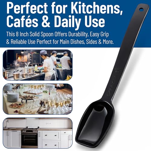 Image of Carlisle FoodService Products 9 in Buffet Pasta Fork, 0.5 oz Polycarbonate Serving Fork, Heat Resistant Salad Bar Utensil, Black, Pack of 12