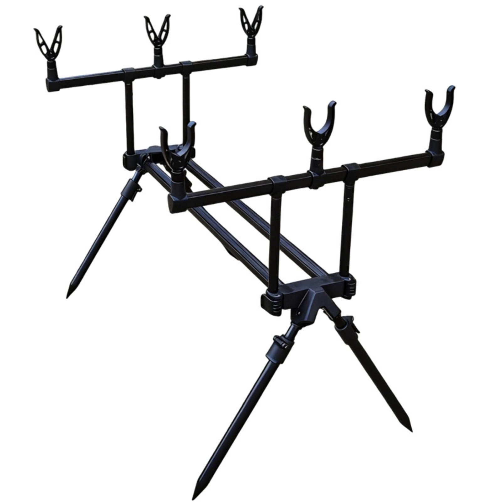 Perfeclan Soporte para Caña Pescar con Base Aleación Aluminio y Nylon con Cabezal Ajustable y Patas Extensibles para Pesca en Orilla y