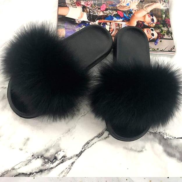 Valpeak Fur Slippers Slides For Women Open Toe Fuzzy Fur Slippers Girls Fluffy House Slides Outdoor Indoor4