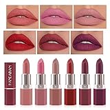 Matte Lippenstifte Set Richaa 6 Farben Samtroter Lippenstift Langlebiger Wasserdichter Lipgloss für Frauen Mädchen Make Up Geschenkset